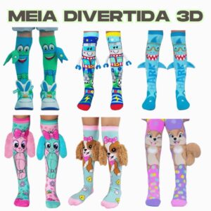 Kit 12 Meia Divertida 3D