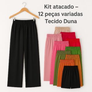Kit 12 Calça Feminina Pantalona Duna