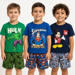 kit com 12 conjuntos pijama menino personagem