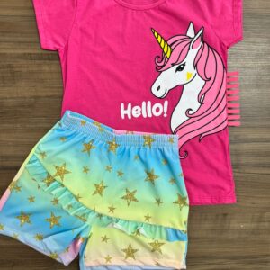 kit com 12 conjuntos menina verão estampa interativa